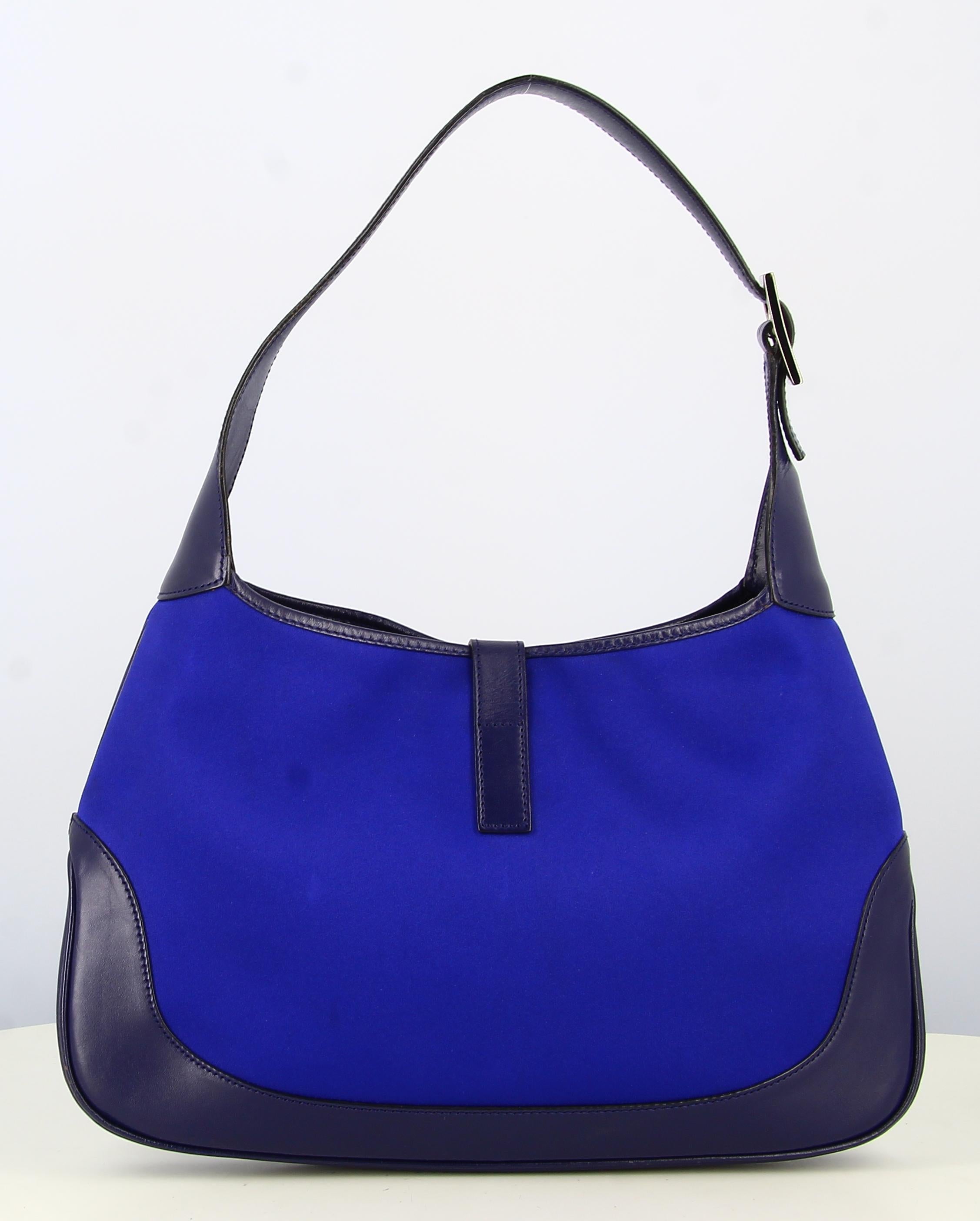 2000's Gucci Jackie Satin Blue Handbag For Sale 2