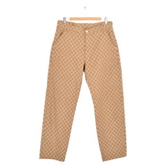 2000er Gucci Jacquard-Hose mit Monogramm Y2K Teppichhose