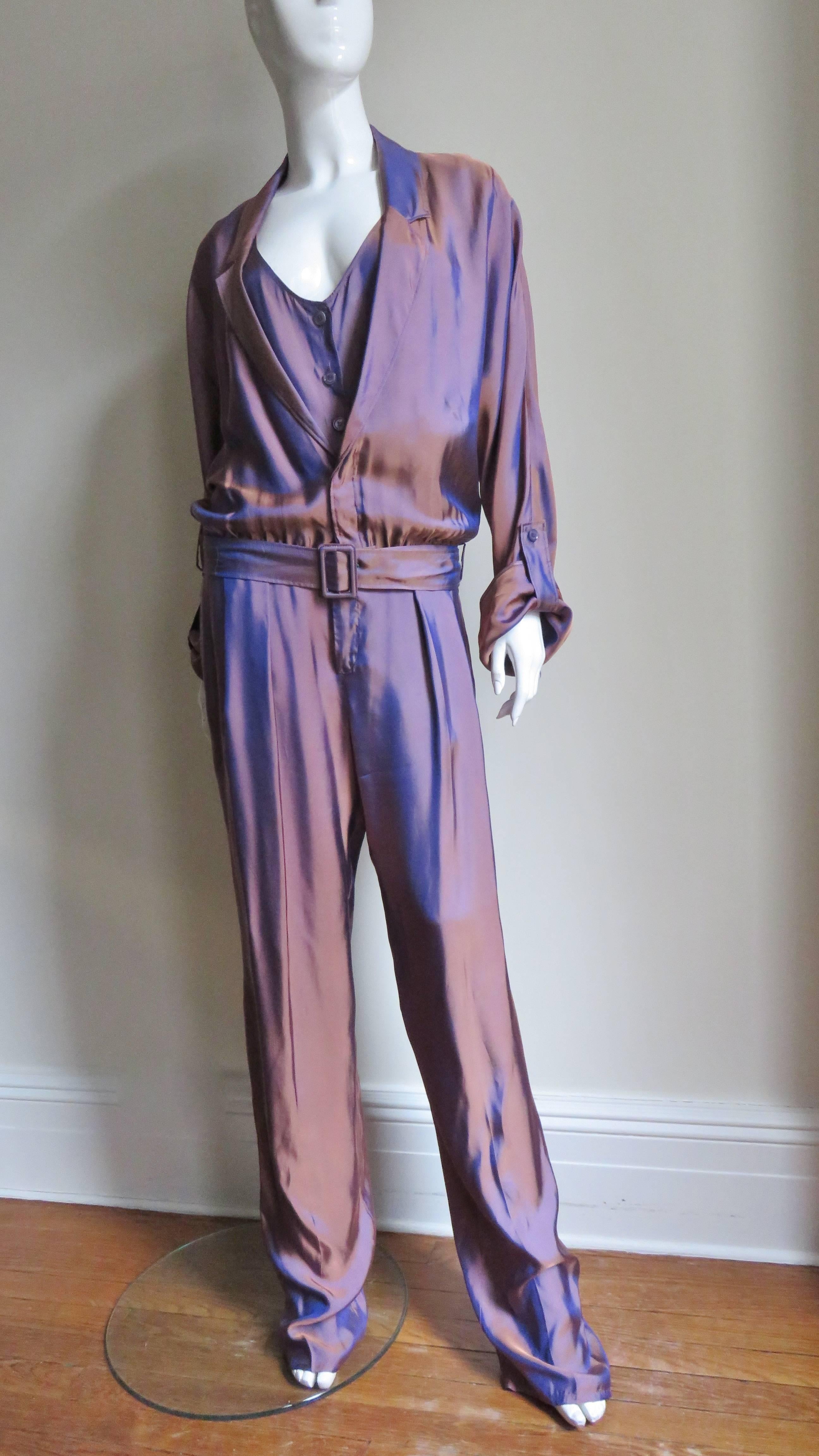 Gucci New Silk Jumpsuit In Excellent Condition In Water Mill, NY
