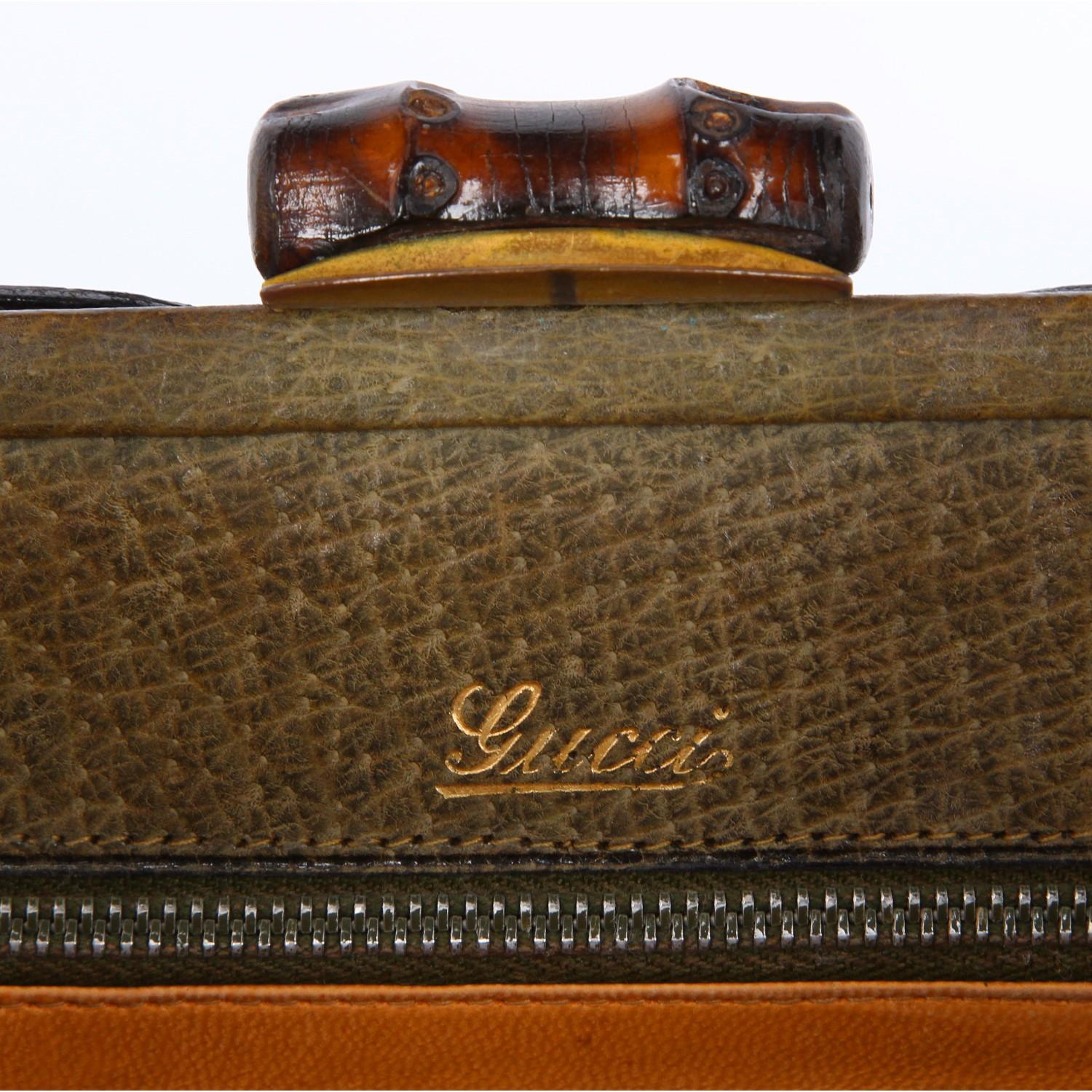 1950s Gucci Kaki Leather Handbag 1