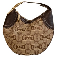 2000er Gucci Mino Hobo Bag aus Canvas und braunem Leder