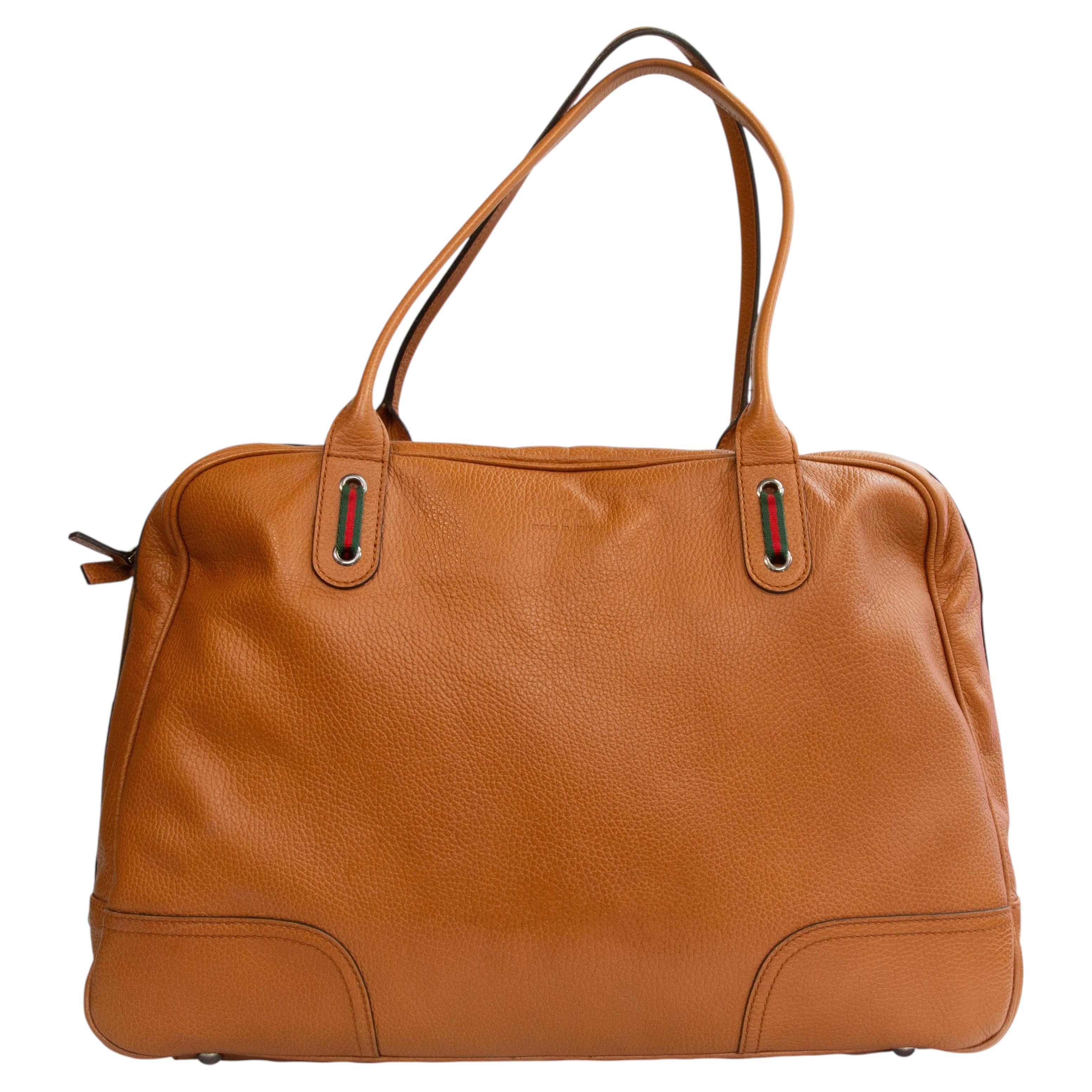 2000er Gucci Princy Kamel/Orange Leder Umhängetasche 24/48 Stunden