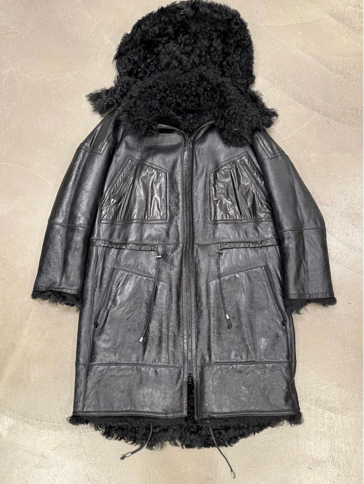 2000er Gucci Parka aus Shearling-Leder (Black) im Angebot