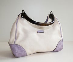 2000s Gucci Shima Canvas and Leather Top Handle Bag
