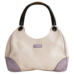 2000s Gucci Shima Canvas and Leather Top Handle Bag