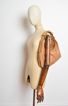 2000's Gucci Tan Beige Leather Slouchy Hobo Horse-bit Shoulder Bag