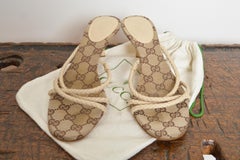 2000's Gucci Tom Ford era Monogram Kitten Heel Sandals - Shoes EU 38 / UK 5