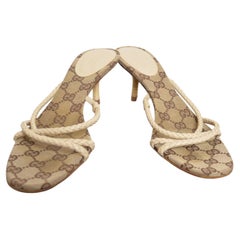 2000's Gucci Tom Ford era Monogram Kitten Heel Sandals - Shoes EU 38 / UK 5