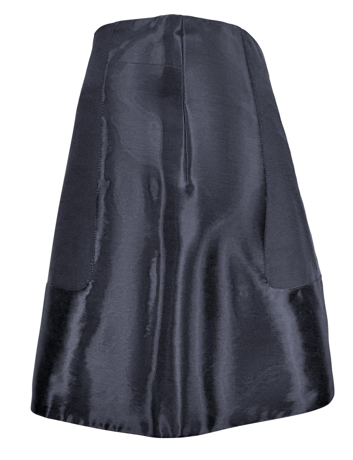 Black 2000s Guy Laroche Couture Dark Navy Shimmery Panel Mini Skirt For Sale