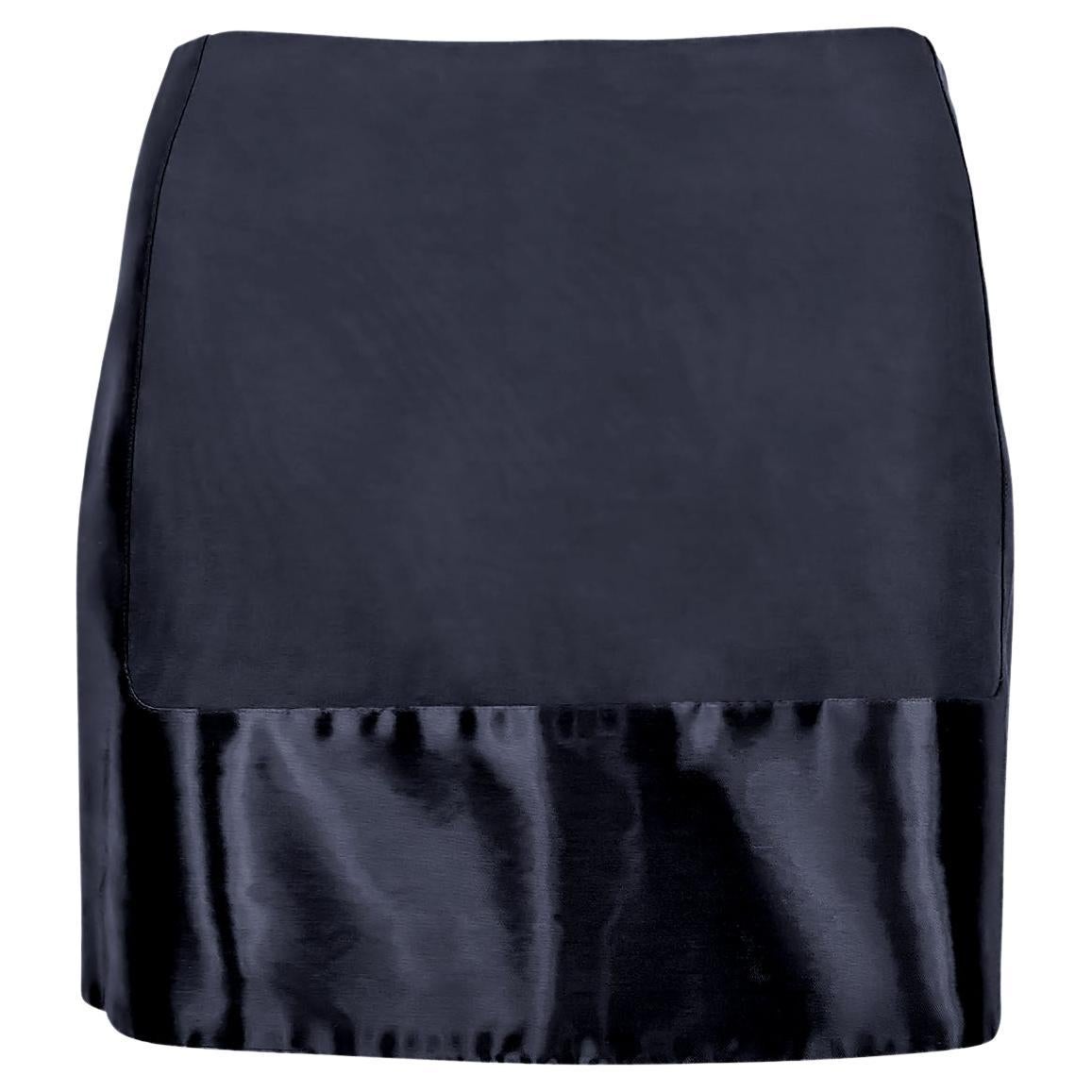 2000s Guy Laroche Couture Dark Navy Shimmery Panel Mini Skirt For Sale