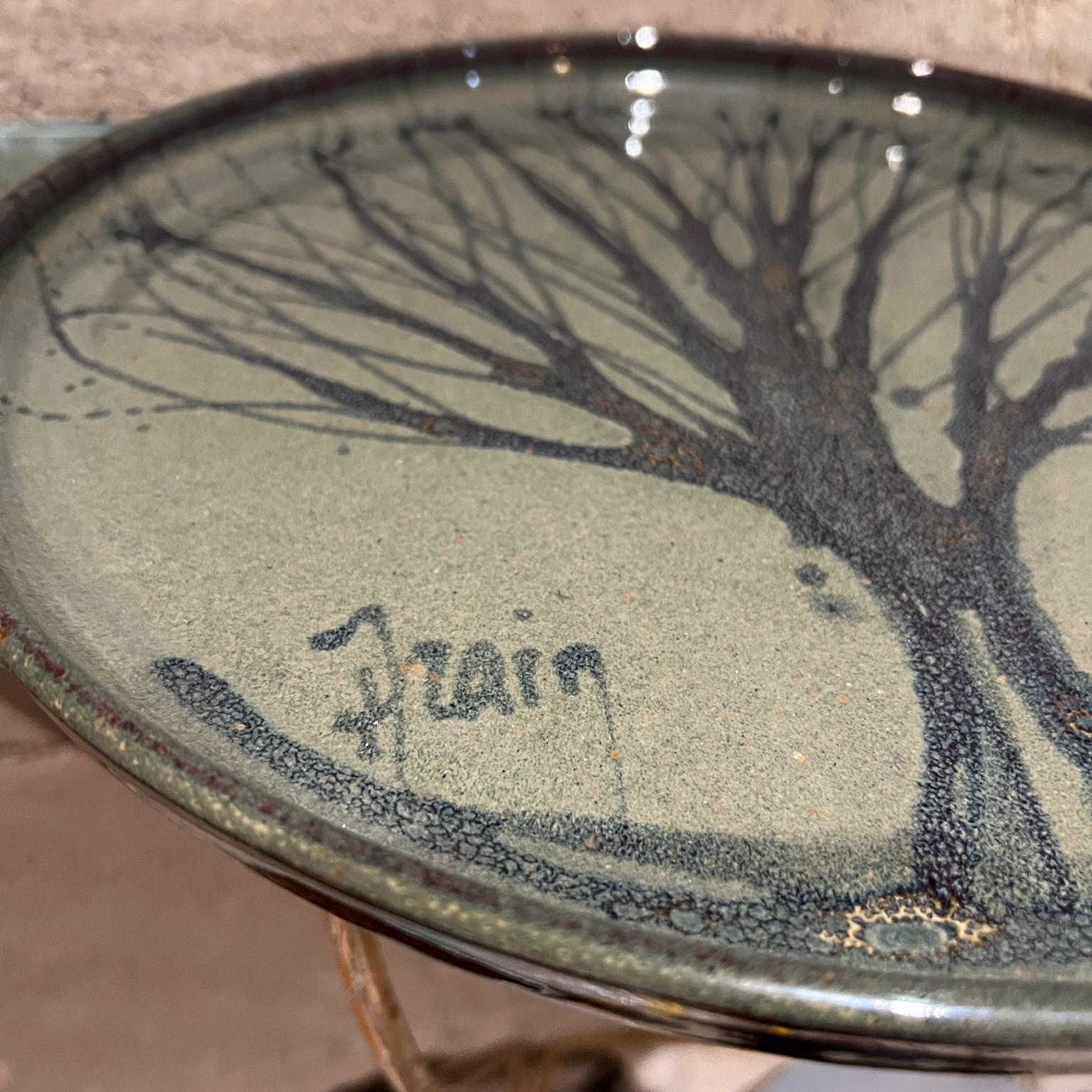 Modern 2000s Studio Art Pottery Plate Abstract Tree Tim Frain TN For Sale