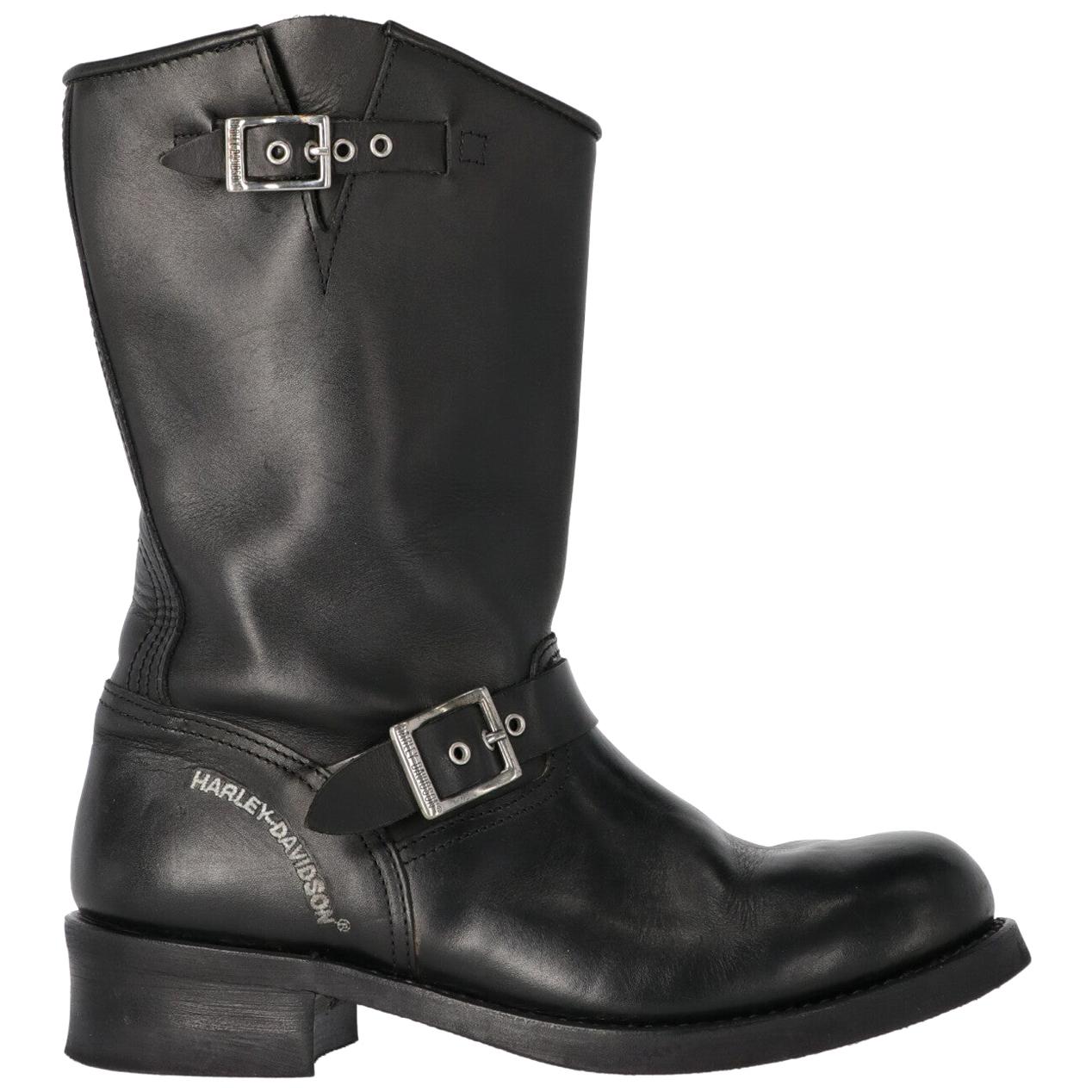 Schoenen damesschoenen Laarzen Enkellaarsjes Y2K Harley Davidson Black Leather Chunky Motorcycle Boots Womens Size 6 