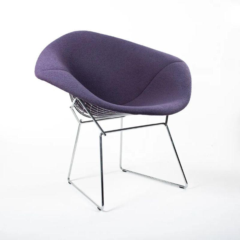 2000s Harry Bertoia for Knoll Diamond Lounge Chair in Purple Boucle For Sale 3