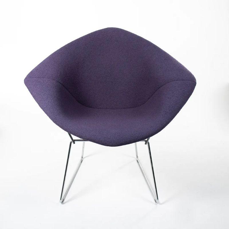 2000s Harry Bertoia for Knoll Diamond Lounge Chair in Purple Boucle For Sale 5