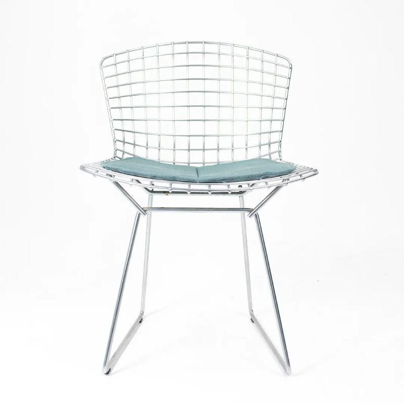 Contemporary 2000s Harry Bertoia for Knoll Dining / Side Chairs w/ Blue Pads, Set of 6