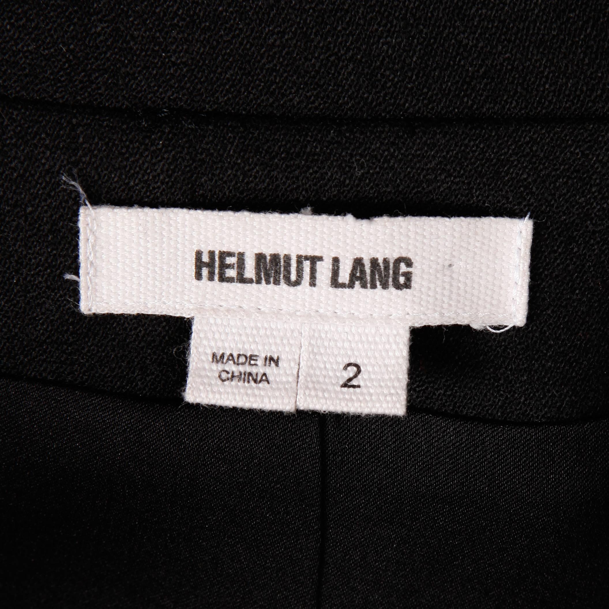 2000s Helmut Lang Black Wool + Silk Asymmetric Avant Garde Blazer Jacket In Excellent Condition For Sale In Sparks, NV