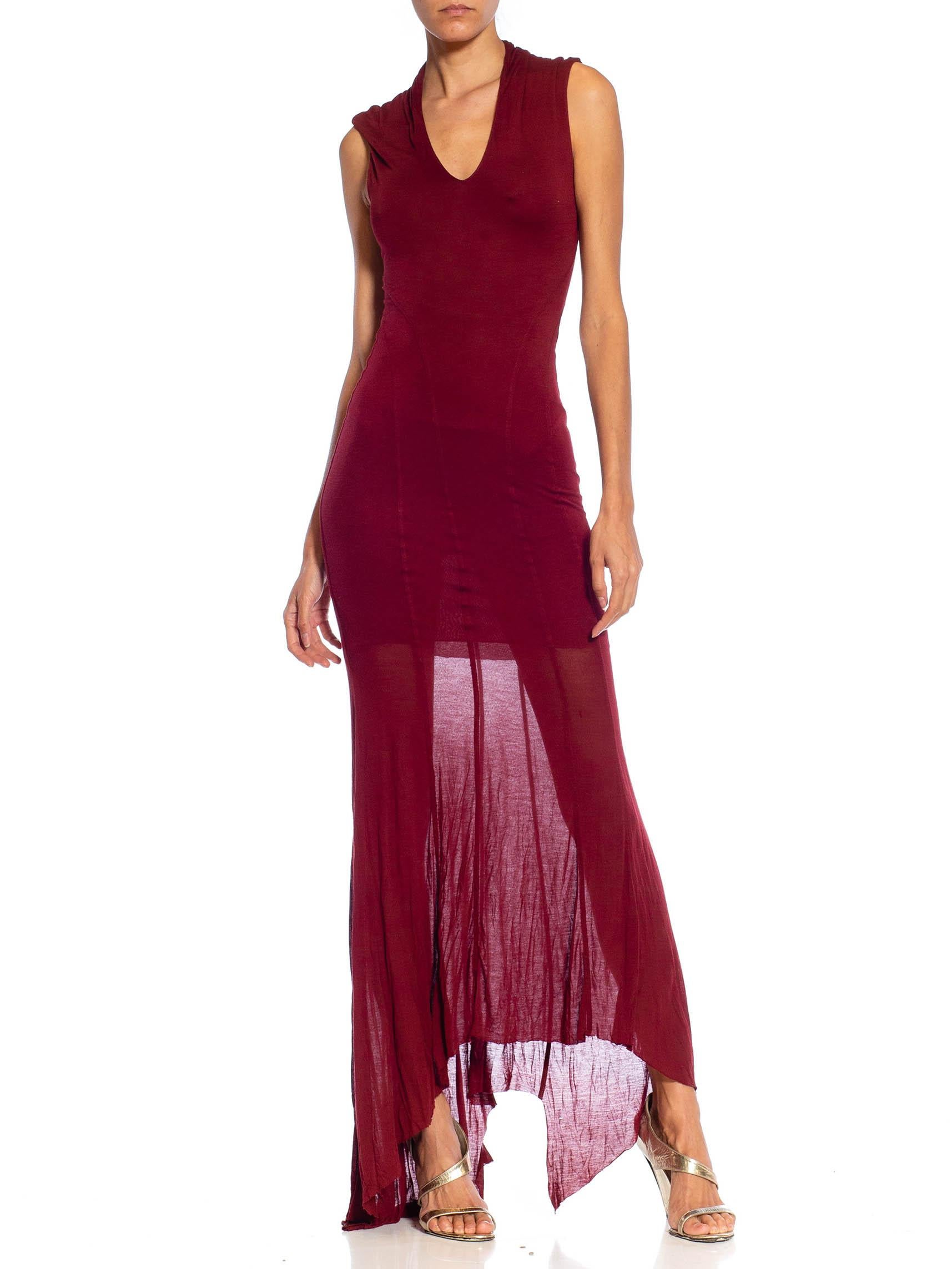 2000S HELMUT LANG Burgundy Cotton Blend Gown 1