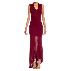 2000S HELMUT LANG Burgundy Cotton Blend Gown