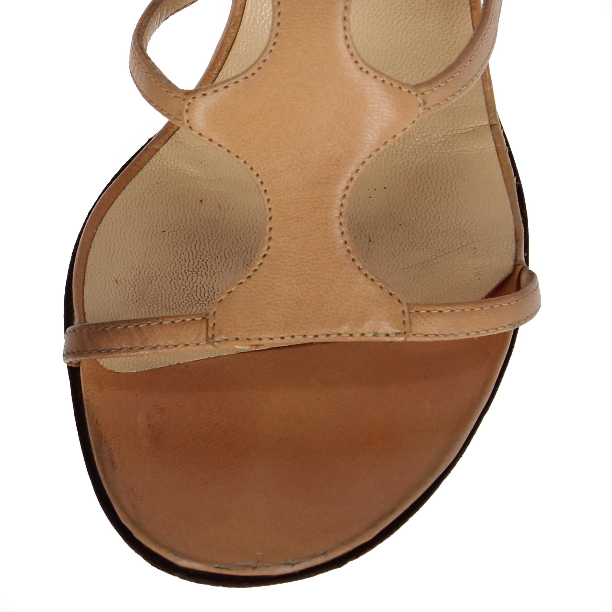 2000s Helmut Lang Vintage Powder Pink Leather Sandals For Sale 4