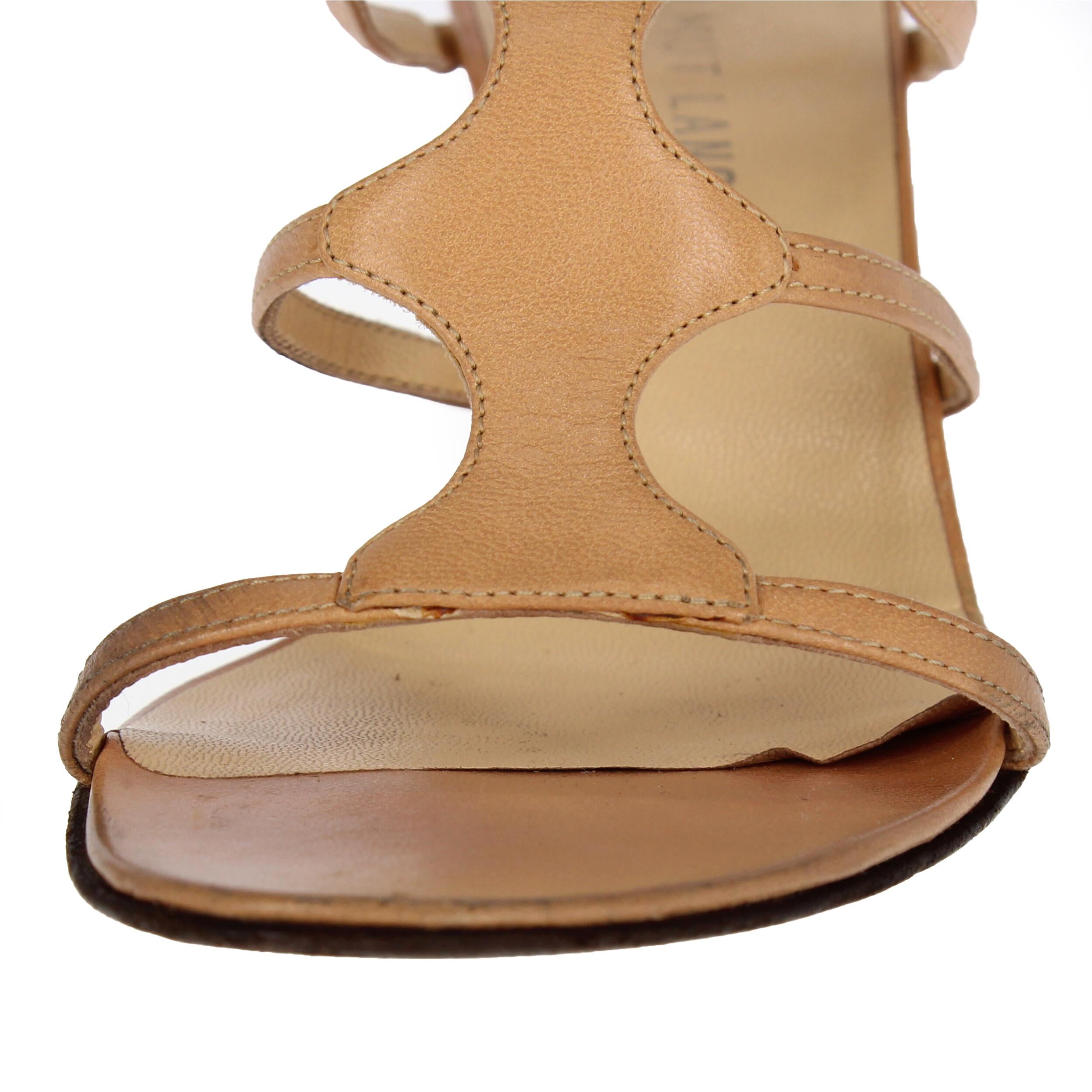 2000s Helmut Lang Vintage Powder Pink Leather Sandals For Sale 5