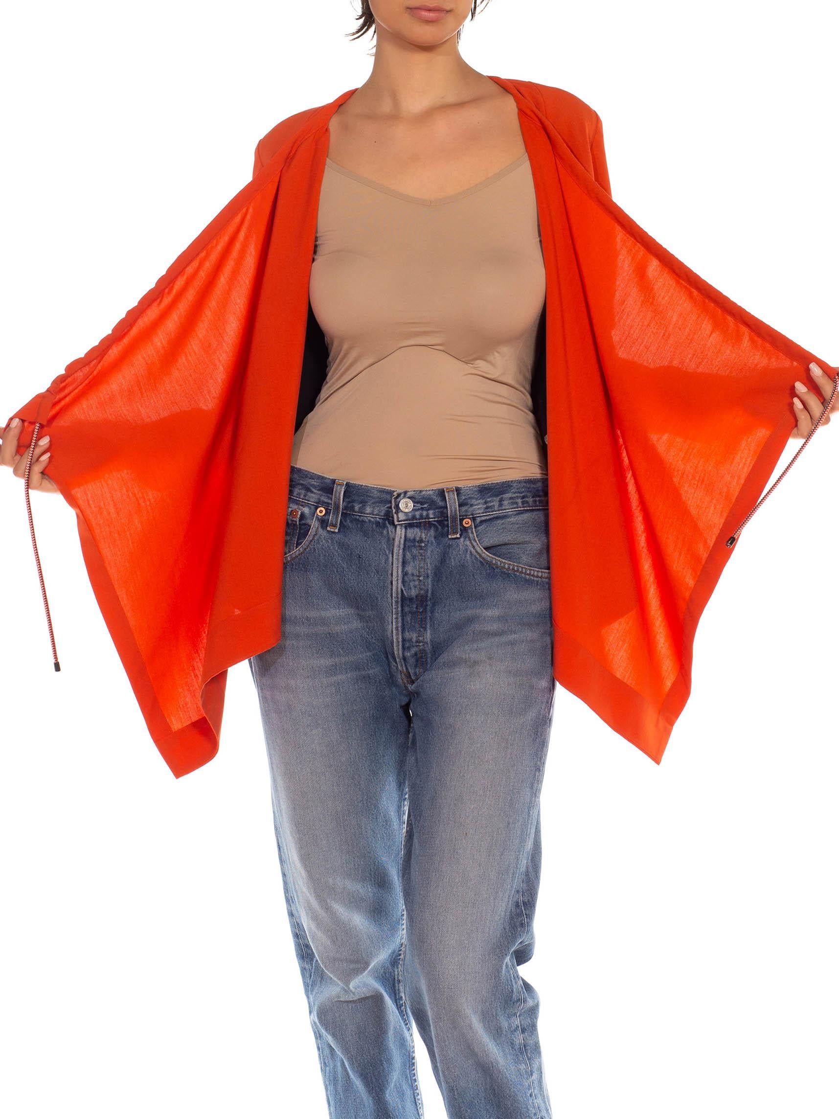 2000S Henrik Vibskov Orange Poly Spandex Blend Asymmetrical Drawstring Jacket 6