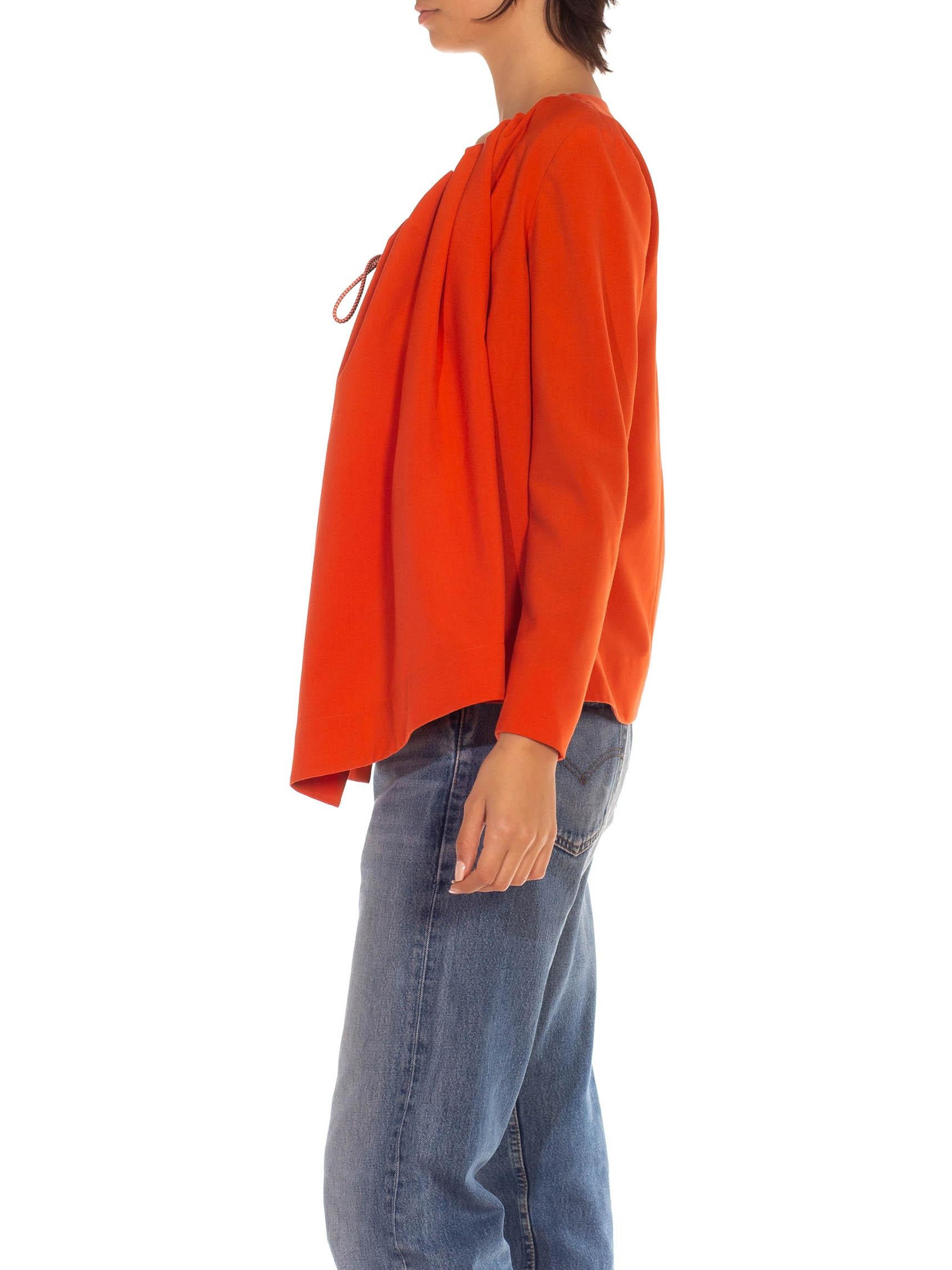 Red 2000S Henrik Vibskov Orange Poly Spandex Blend Asymmetrical Drawstring Jacket