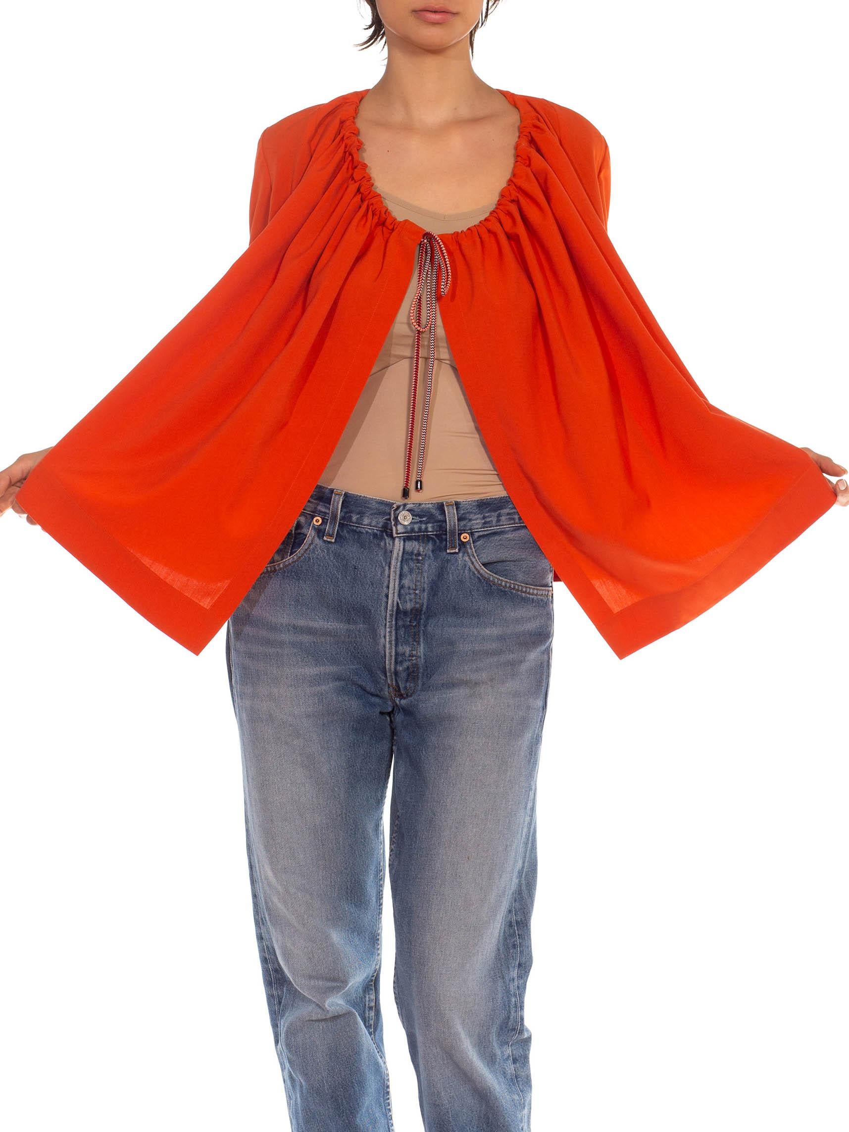 Women's 2000S Henrik Vibskov Orange Poly Spandex Blend Asymmetrical Drawstring Jacket