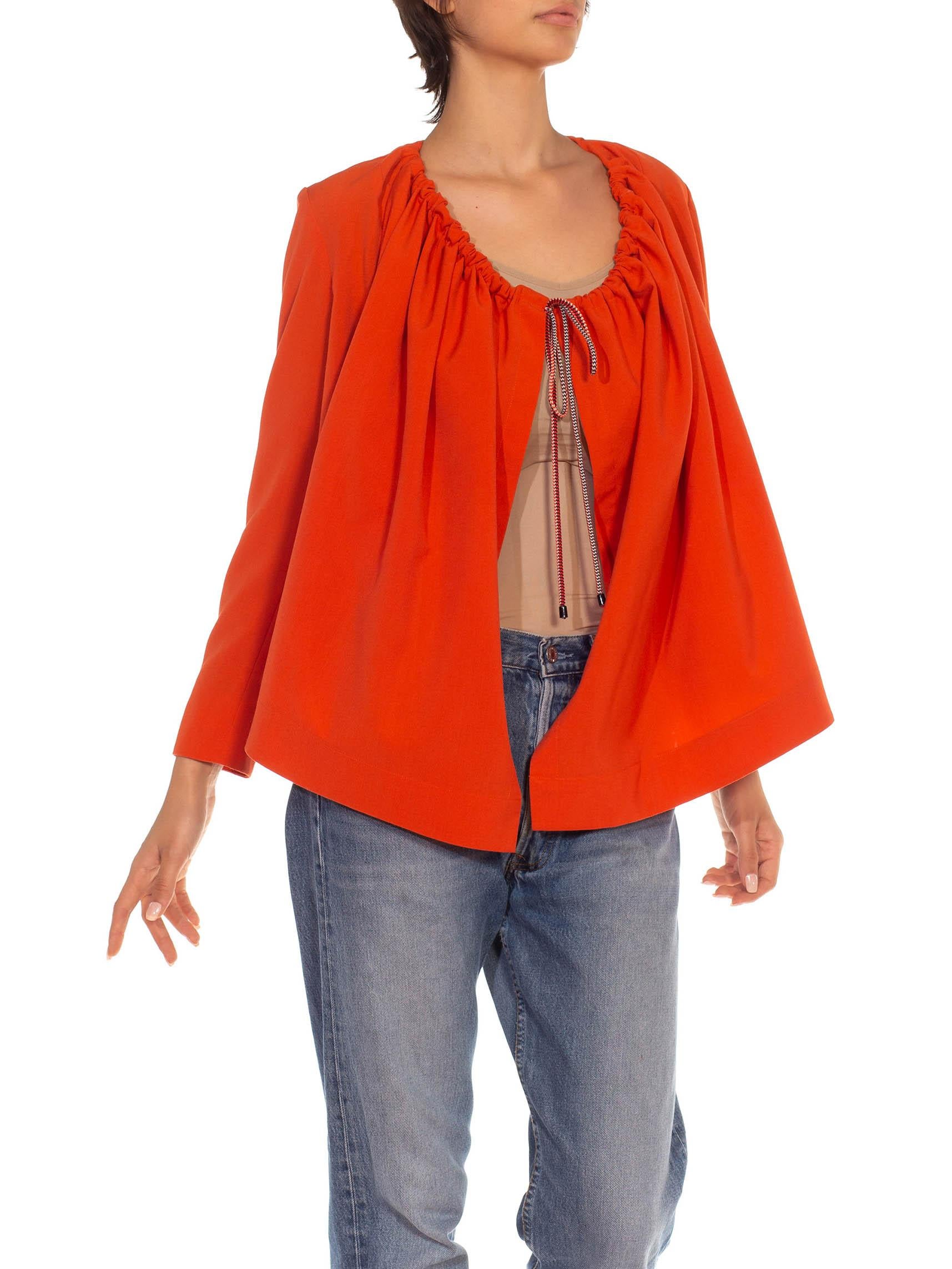 2000S Henrik Vibskov Orange Poly Spandex Blend Asymmetrical Drawstring Jacket 1
