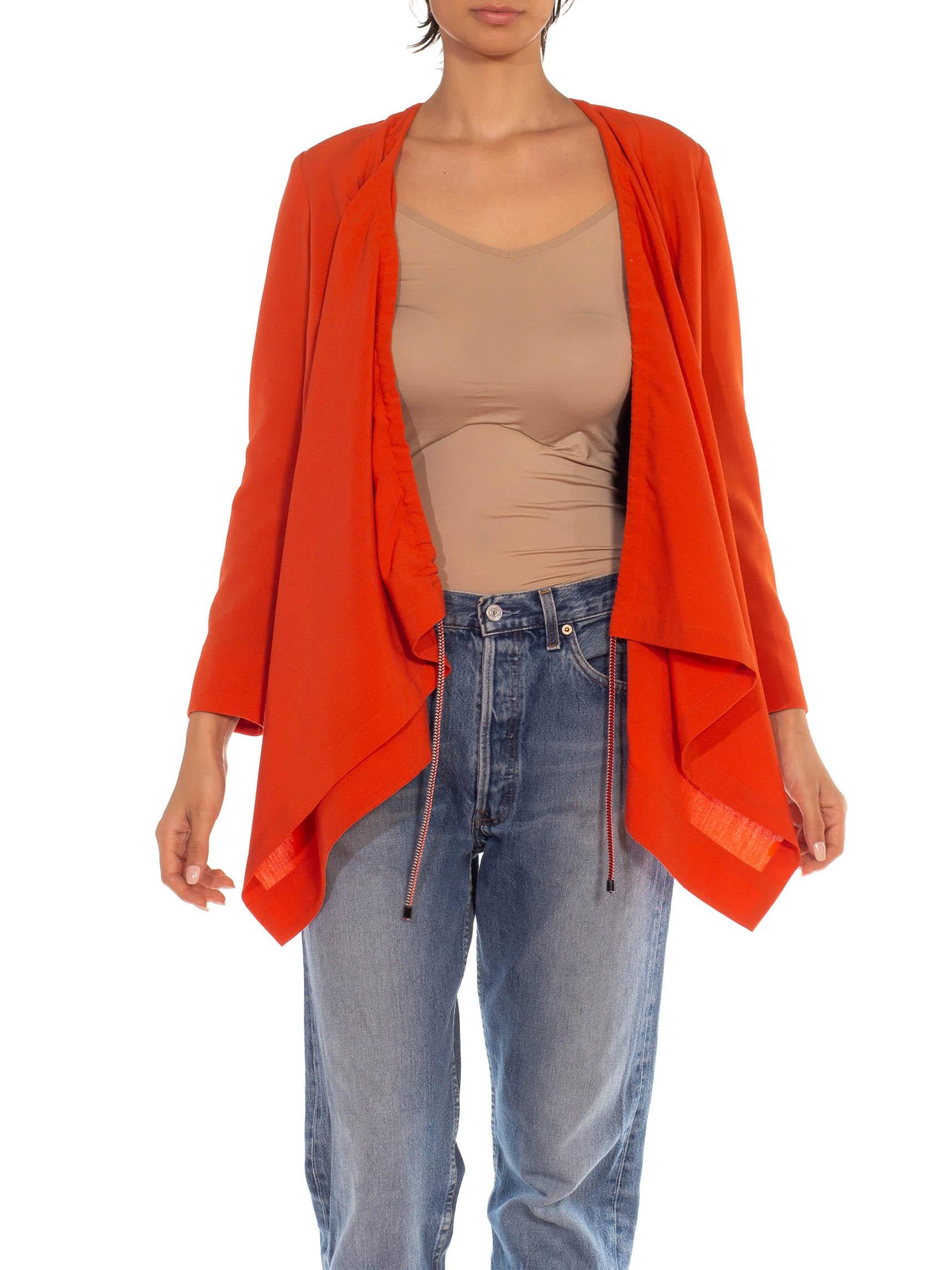 2000S Henrik Vibskov Orange Poly Spandex Blend Asymmetrical Drawstring Jacket 2