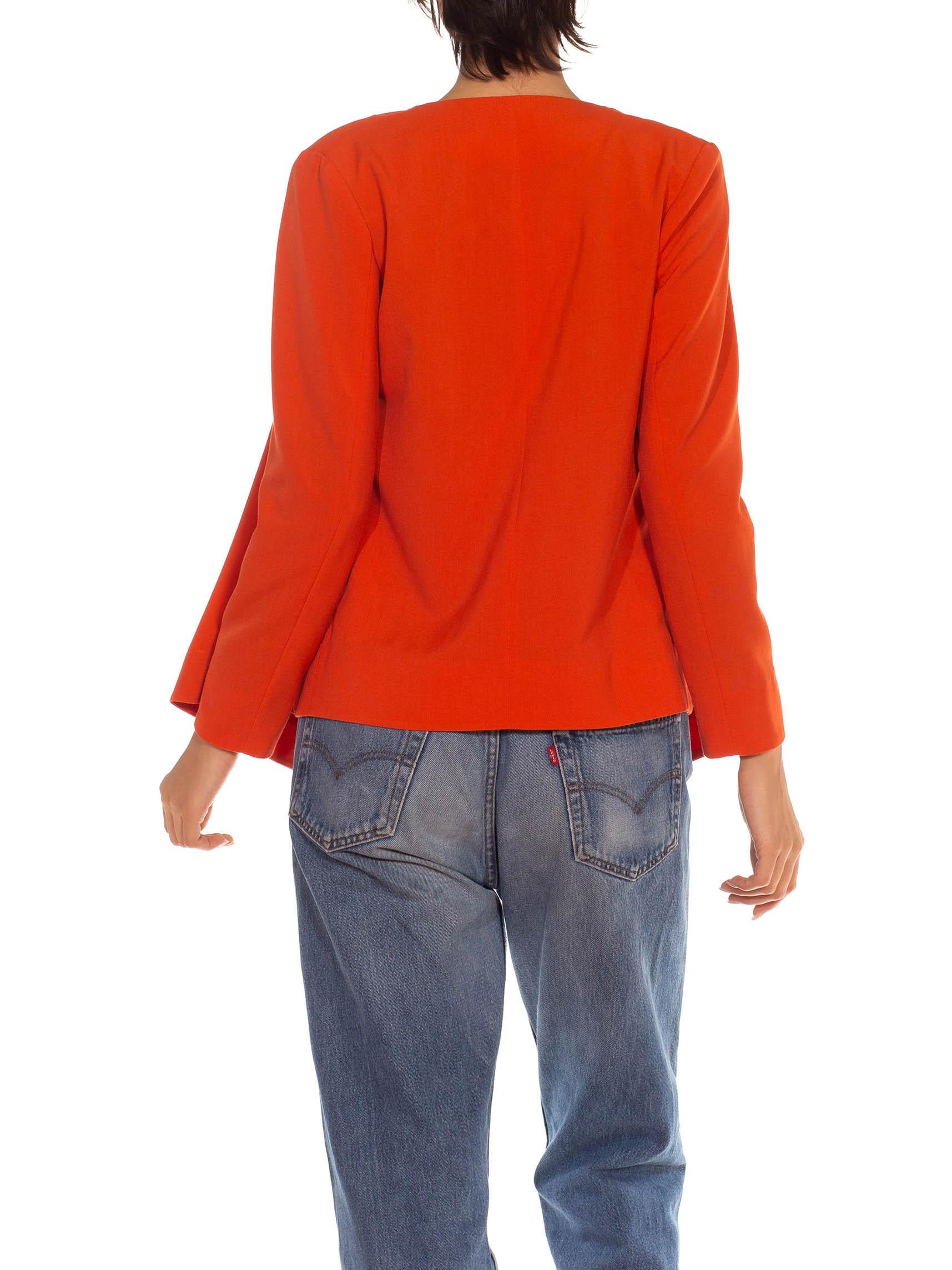 2000S Henrik Vibskov Orange Poly Spandex Blend Asymmetrical Drawstring Jacket 3