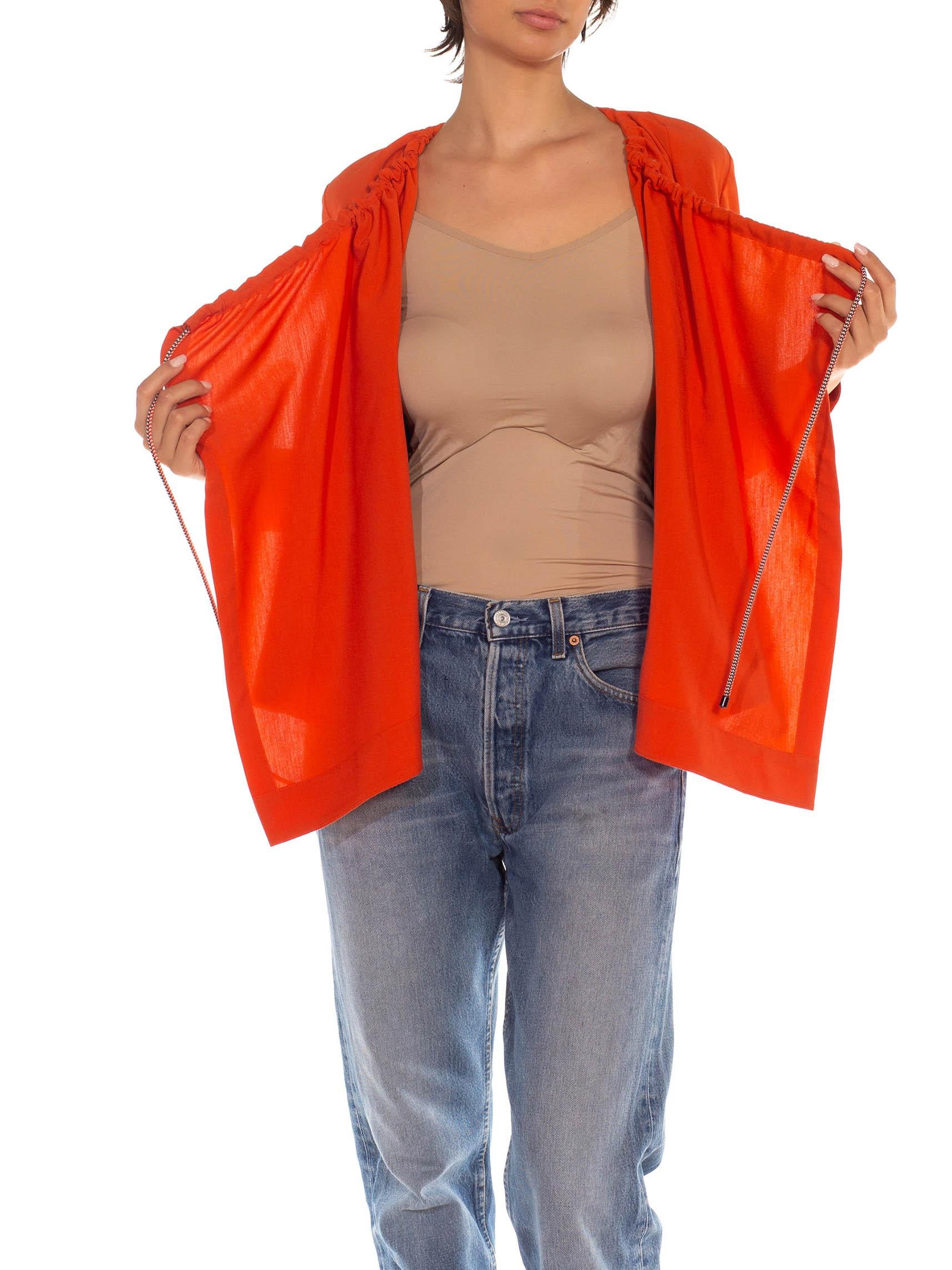 2000S Henrik Vibskov Orange Poly Spandex Blend Asymmetrical Drawstring Jacket 4