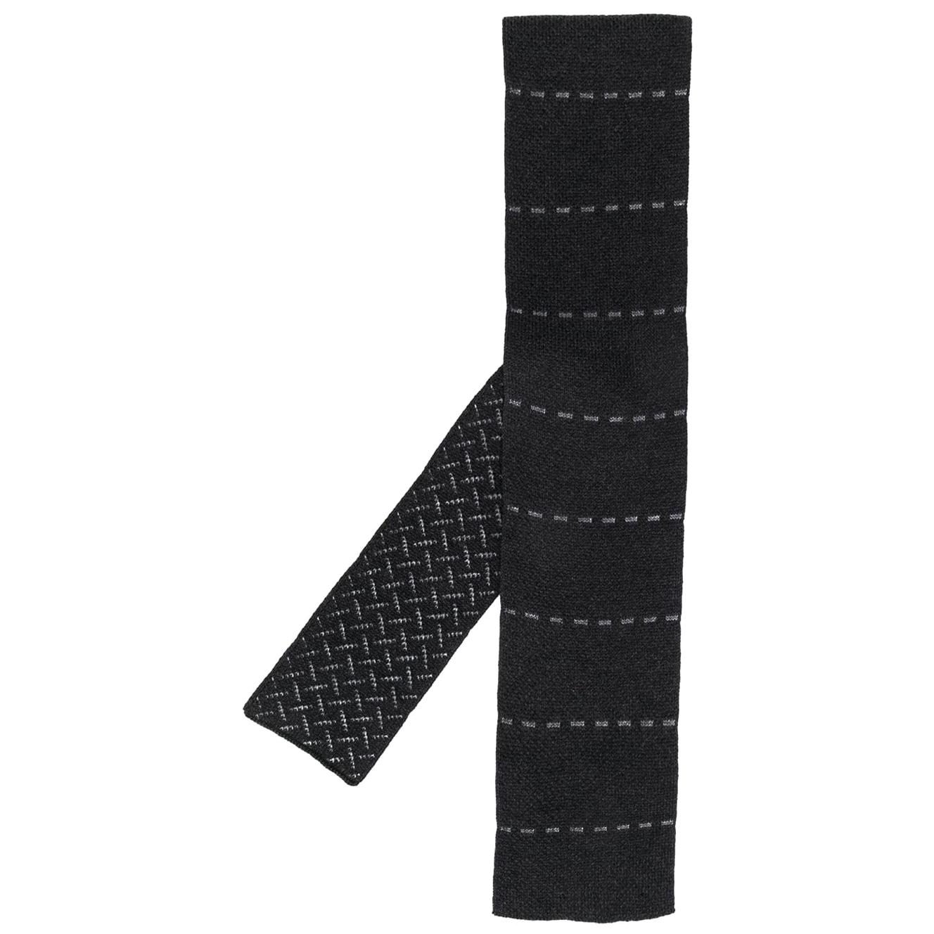 2000s Hermès Dash Embroidered Grey Knitted Tie