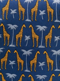 2000s Hermès Giraffes Printed Silk Tie