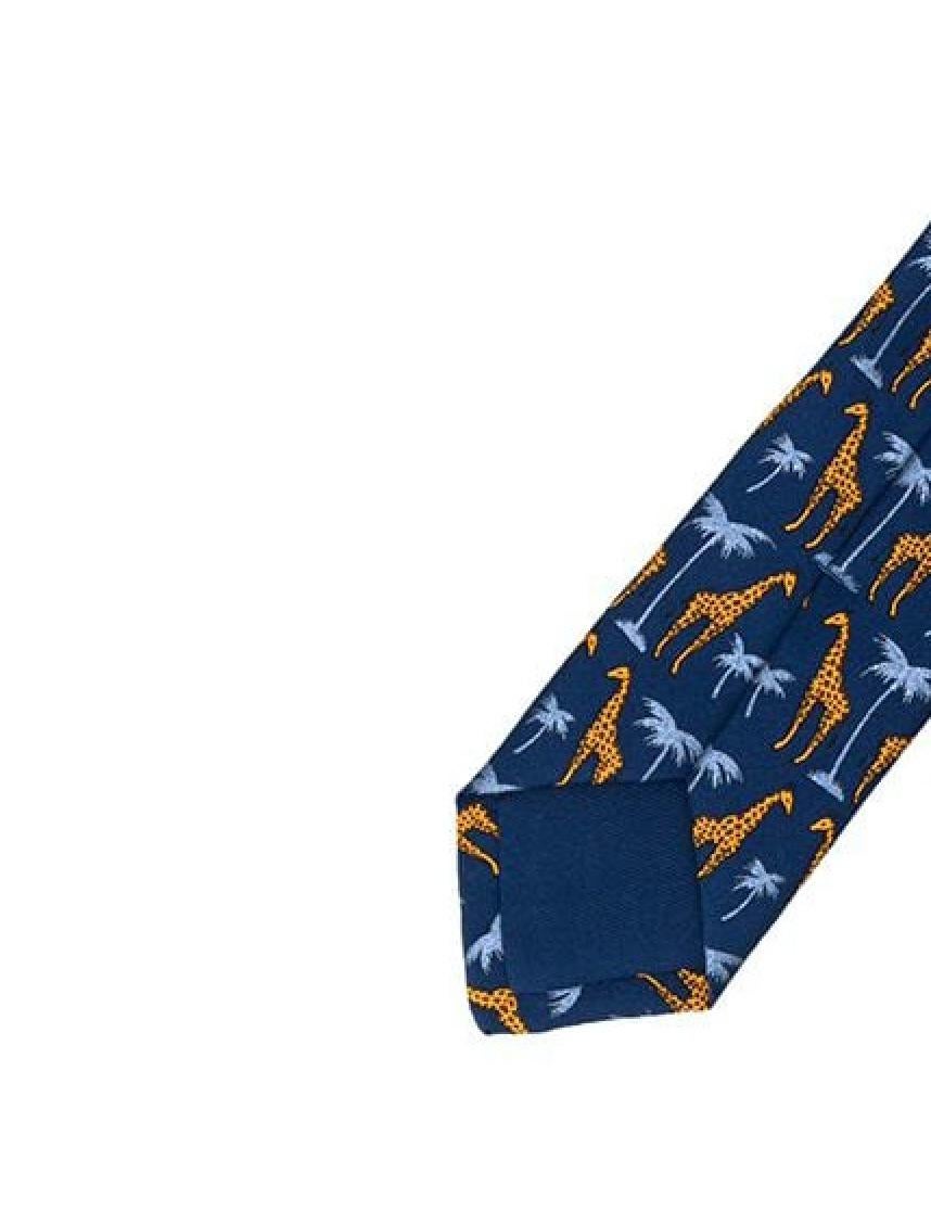 Purple 2000s Hermès Giraffes Printed Silk Tie