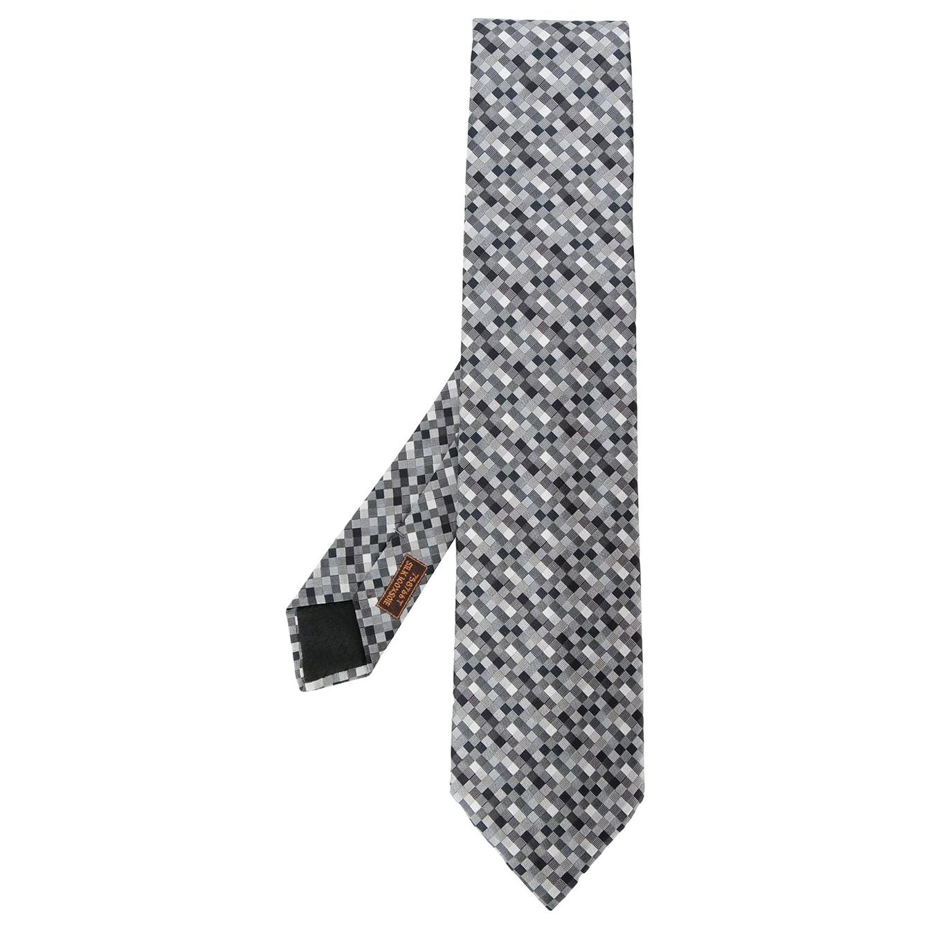 2000s Hermès Grey Checked Tie
