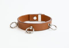2000s Hermès Mini Dog Anneaux Bracelet in Brown Leather
