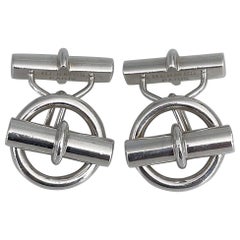 2000s Hermes Paris 925 Silver Chaine D’ancre Button Cufflinks