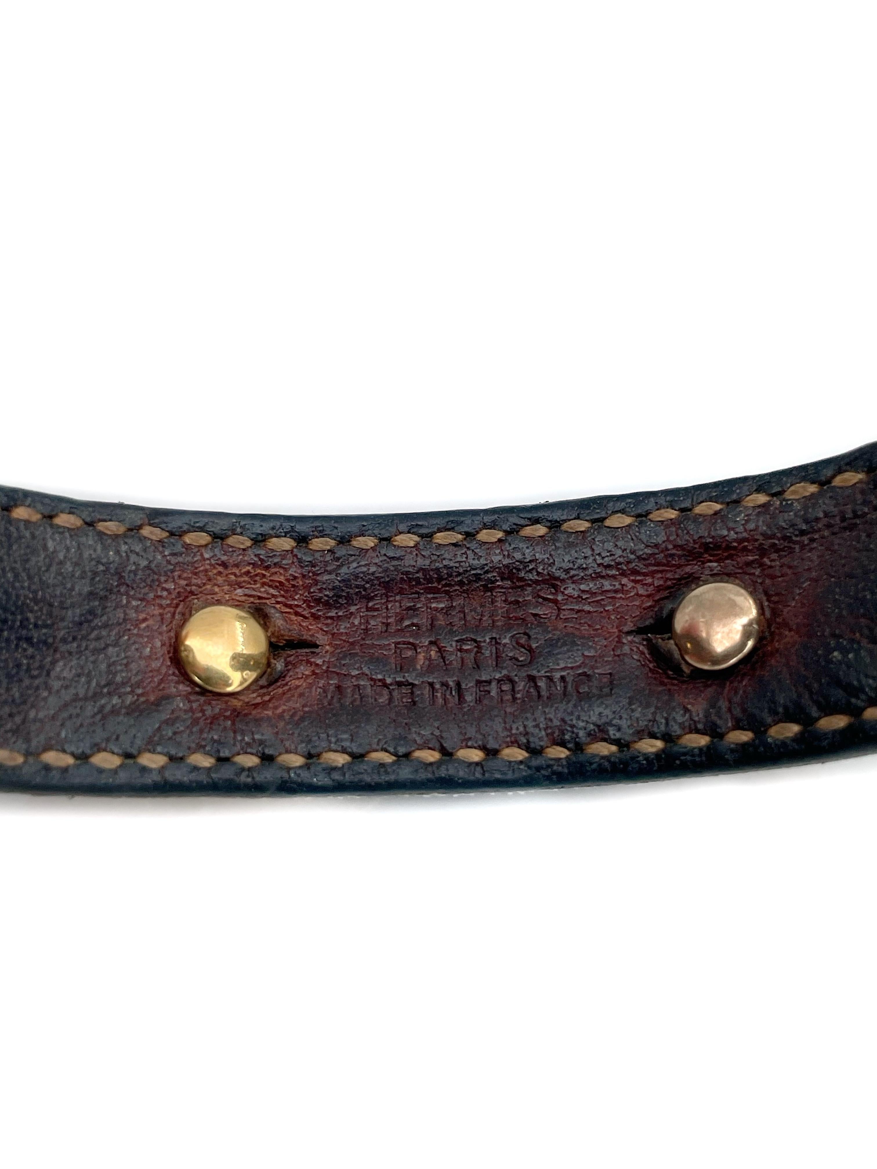 2000er Hermès Paris Goldton Chaine D'Ancre Leder Manschettenarmband (Moderne)