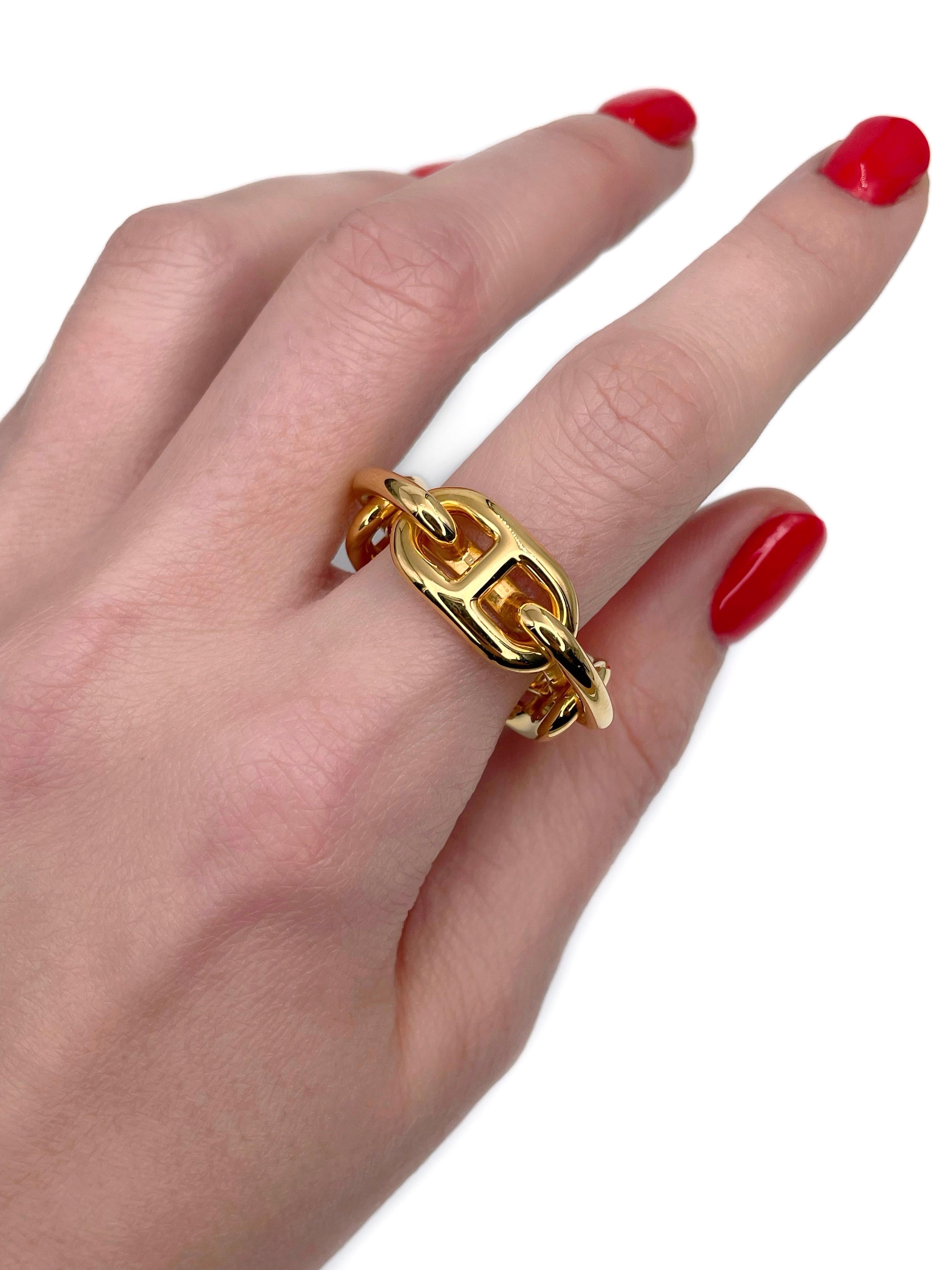 Women's or Men's 2000s Hermès Paris Gold Tone Regate Chaine D’Ancre Ring