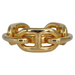 2000s Hermès Paris Gold Tone Regate Chaine D’Ancre Ring