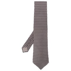  2000s Hermès Rabbit Grey Silk Tie