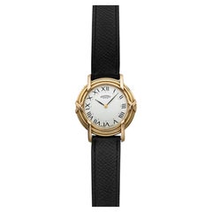 2000er Hermes Band 18K Gelbgold Weißes Römisches Zifferblatt Quarz 33 mm