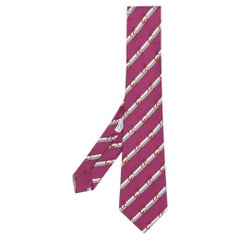 2000s Hermès Vintage wine-colored silk tie with anchors print