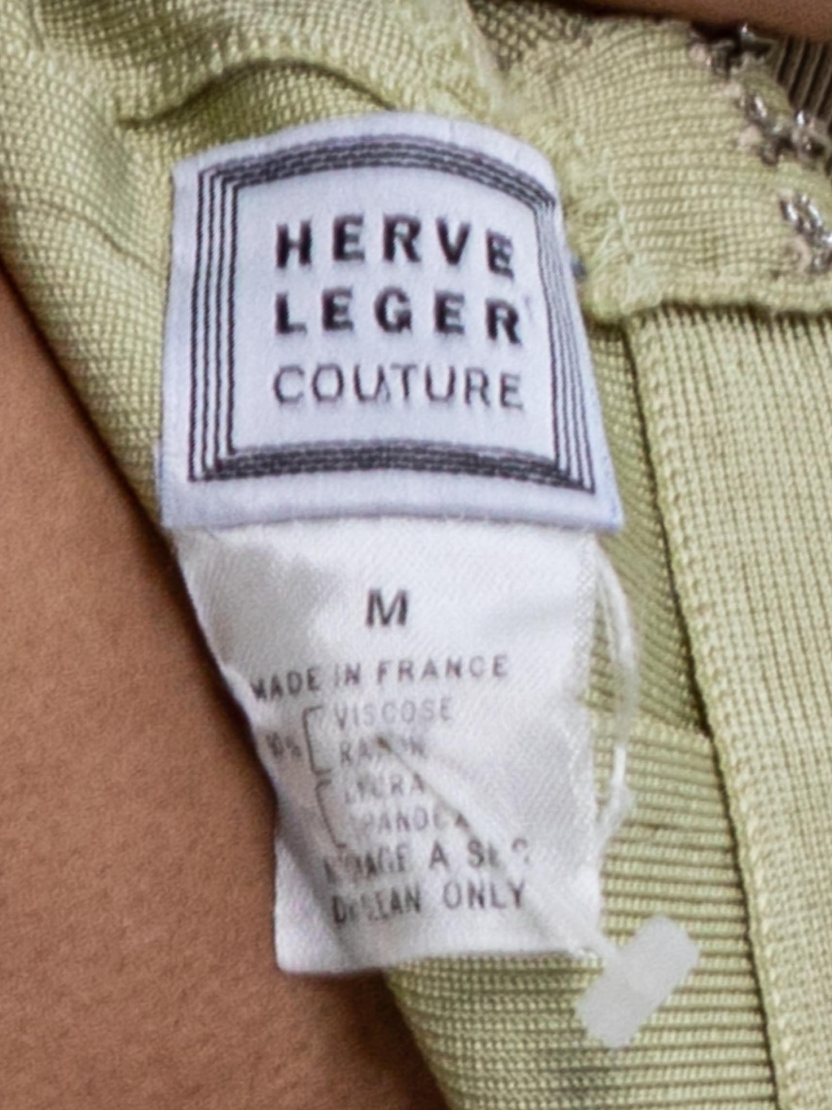 2000S HERVE LEGER Mint Green Haute Couture Rayon Blend Original Bandage Cocktai For Sale 1