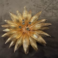 2000s High Quality Costume Jewelry Gilt Metal Italian Flower Brooch