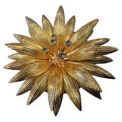 2000s High Quality Costume Jewelry Gilt Metal Italian Flower Brooch