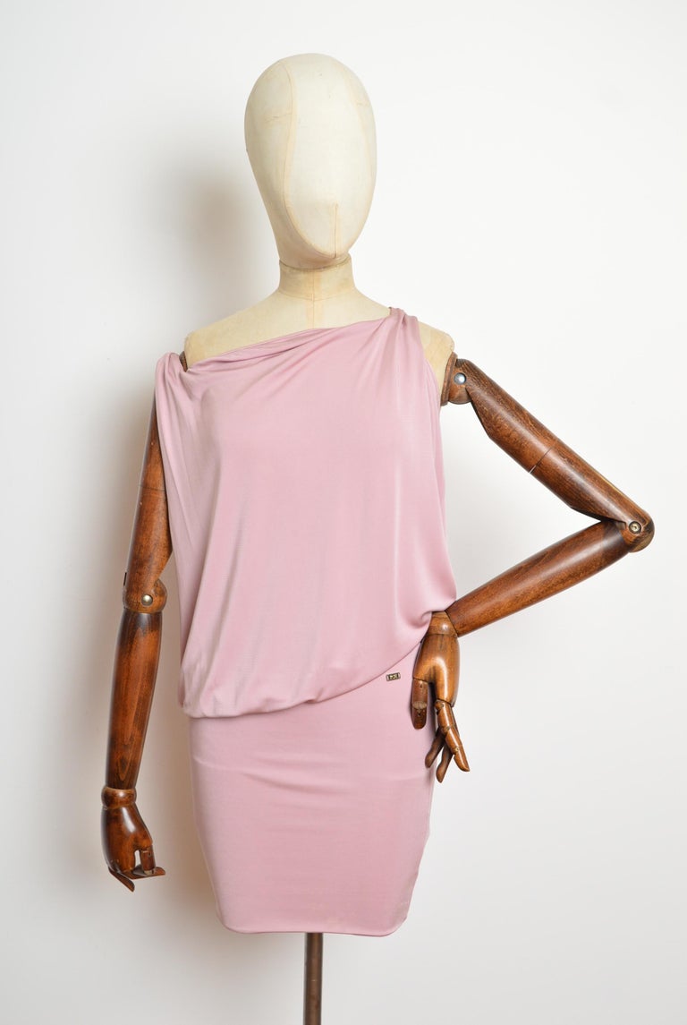 2000s mini dresses 2000's ICEBERG Vintage Dusty Blush Pink Draped Y2K Dress For Sale at 1stDibs Size:Size 24W One Shoulder Dresses Sequin Fitted Long Sleeve Long sleeve