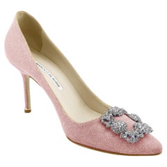 Tacones de 90 mm de las icónicas bombas Hangisi de purpurina rosa de Manolo Blahnik de los años 2000
