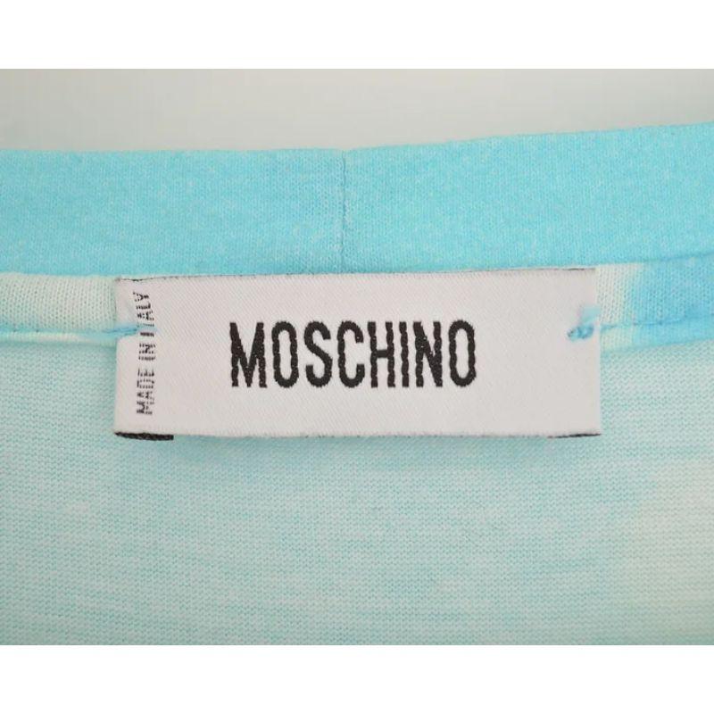 2000's Iconic Moschino Vintage 'Cloud' Print Sky Blue Allover pattern T-shirt In Excellent Condition In Sheffield, GB