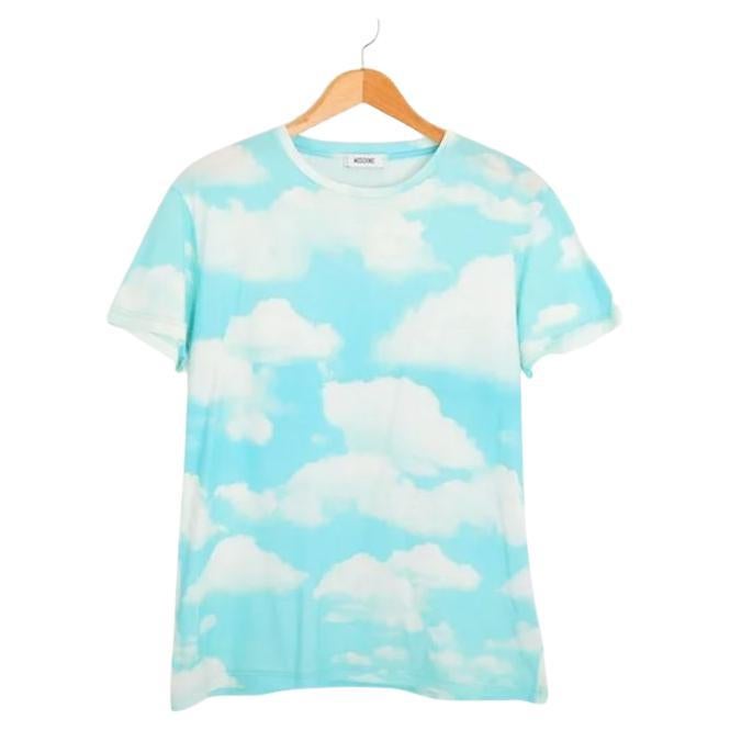 2000's Iconic Moschino Vintage 'Cloud' Print Sky Blue Allover pattern T-shirt